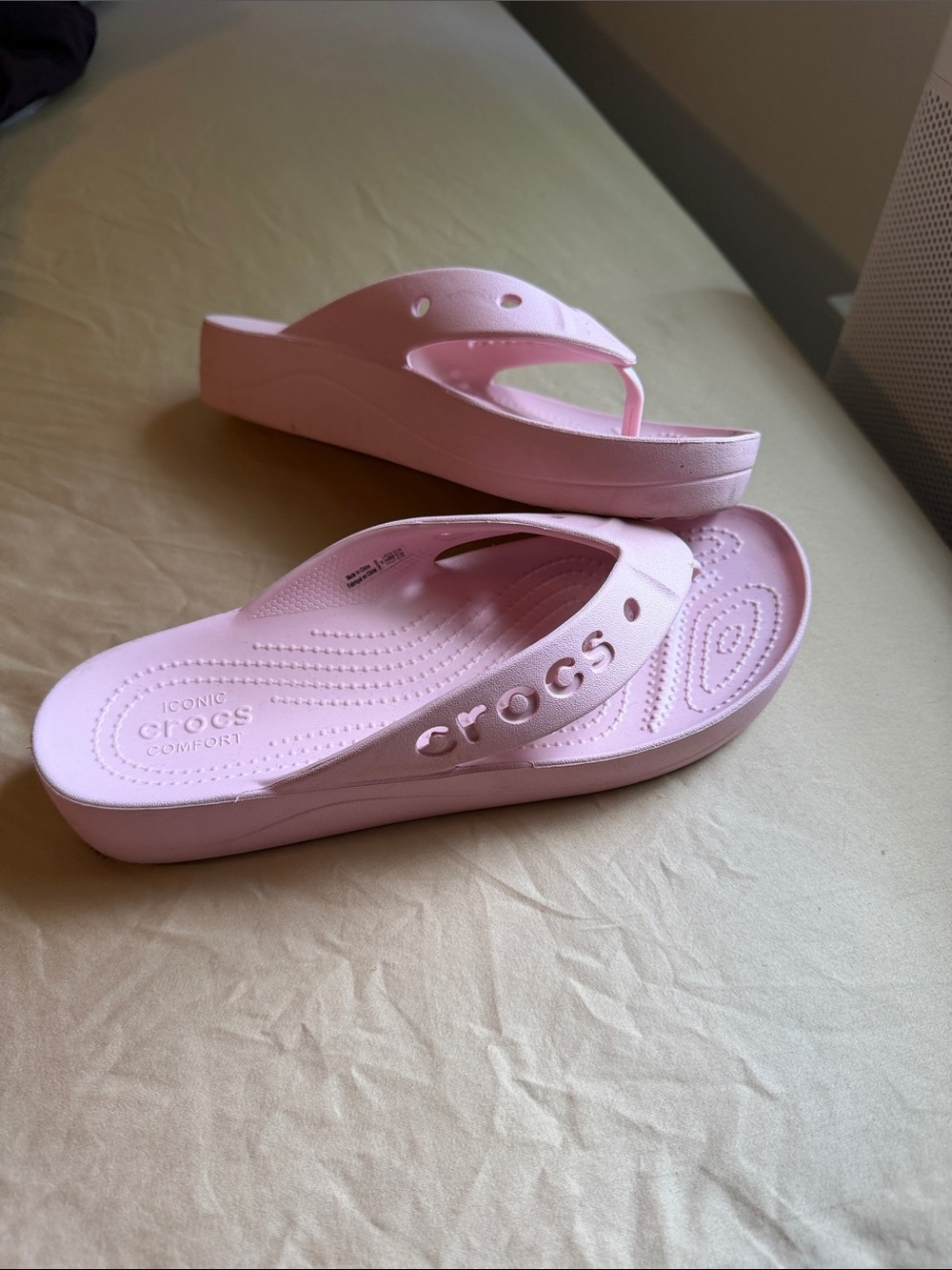 CROCS Light Pink Platform Flip Thong Sandals